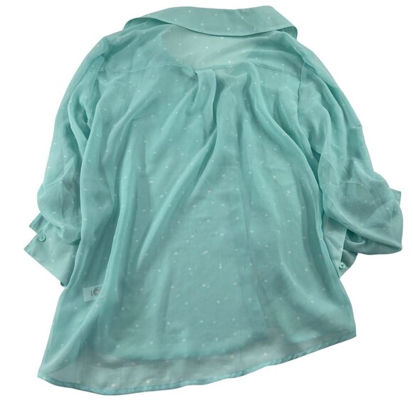 Express The Portofino Shirt Medium Mint Green Sheer Long Sleeve Button-Down - Picture 4 of 5